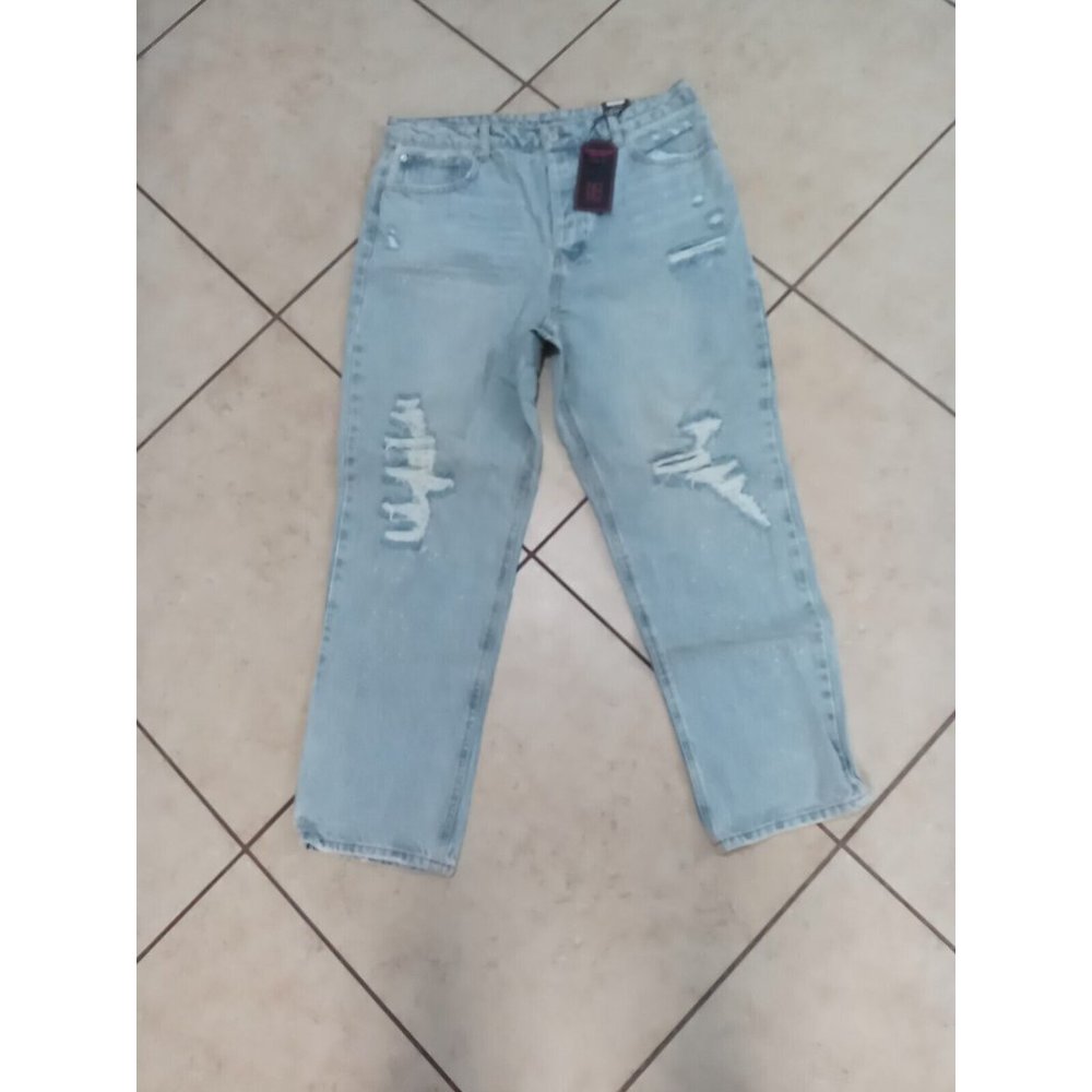 No Boundaries Women's 17 Jeans Straight Super High Rise Button Fly Light Wash #3